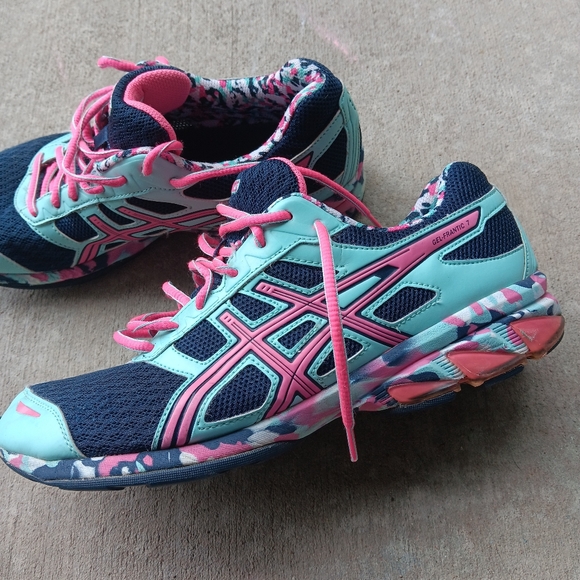 Asics Gel-Frantic 7 running shoe t3a6q sky blue hot pink navy women's Size 10 #A - Picture 9 of 9